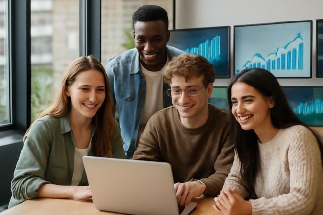 Jóvenes emprendedores en una reunión de trabajo