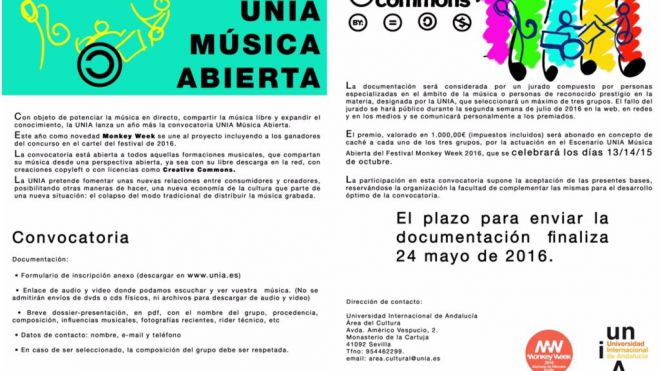 La Universidad Internacional de Andalucía lanza, un año más, la convocatoria UNIA Música Abierta