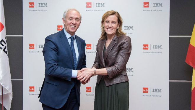 Miguel Carmelo, CEO y presidente de la Universidad Europea y Marta Martínez, presidenta de IBM España, Portugal, Grecia e Israel
