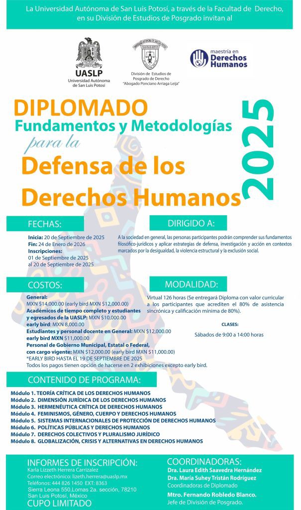 UASLP lanza diplomado en línea sobre defensa de los Derechos Humanos