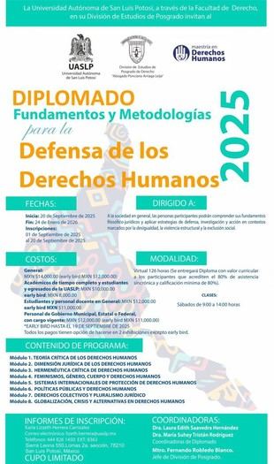 UASLP lanza diplomado en línea sobre defensa de los Derechos Humanos