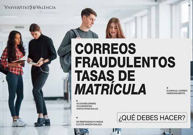 Alerta por correos fraudulentos sobre tasas de matrícula en la Universitat de València
