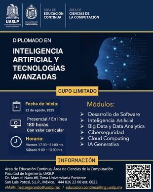 UASLP ofrece diplomado en Inteligencia Artificial y tecnologías avanzadas