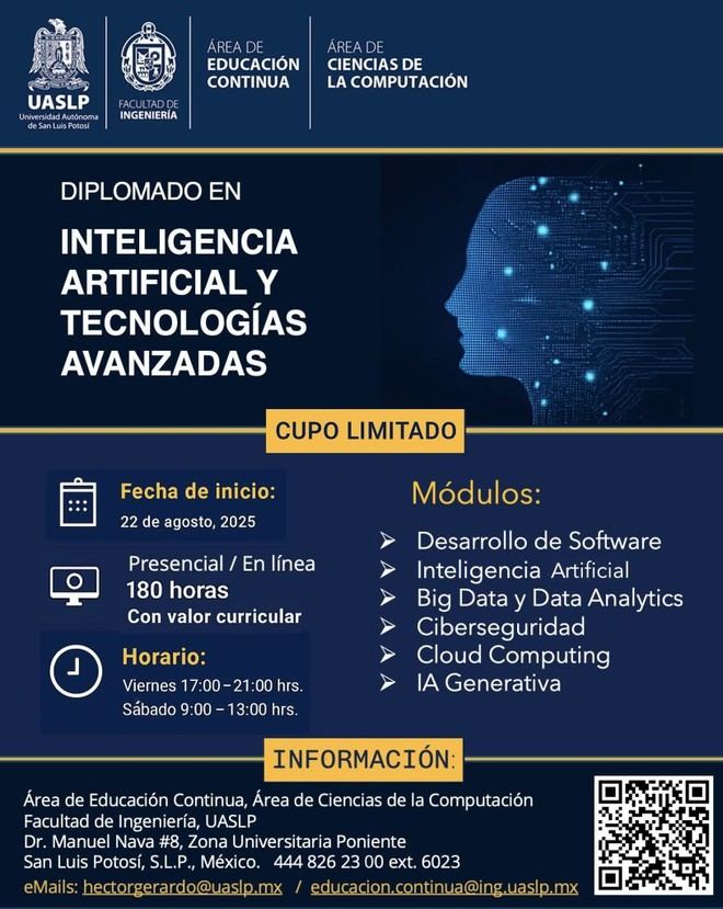 UASLP ofrece diplomado en Inteligencia Artificial y tecnologías avanzadas