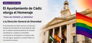 El Ayuntamiento de Cádiz premia a la Universidad de Cádiz por su compromiso con la diversidad y los derechos LGTBIQ+