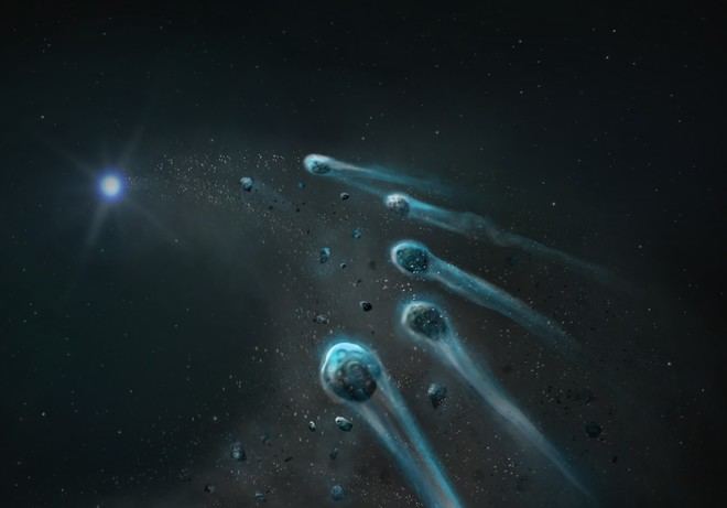 Astrónomos descubren un enigmático fragmento helado siendo devorado por una enana blanca