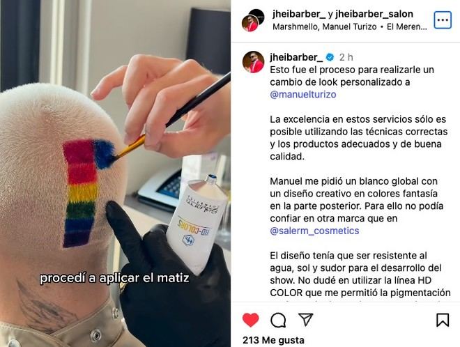 Jhei Barber transforma el look de Manuel Turizo con Salerm Cosmetics