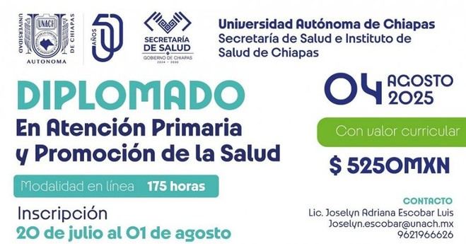 UNACH ofrece Diplomado en Atención Primaria y Promoción de la Salud