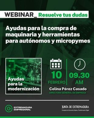 Webinar sobre ayudas para la modernización empresarial en Extremadura
