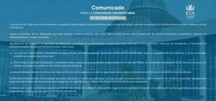 La UCA suspende actividades presenciales el 6 de febrero por mal tiempo