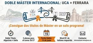 Convocatoria de cinco plazas Erasmus+ para doble titulación de máster en Italia