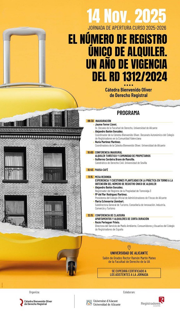 La Universidad de Alicante evalúa el primer año del Registro Único de Alquiler en una jornada académica