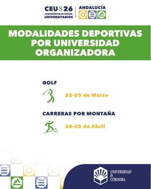 La Universidad de Córdoba será sede de los Campeonatos de España Universitarios 2026 en golf y carreras de montaña