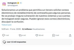 Instagram resuelve el problema de correos para restablecer contraseñas de usuarios