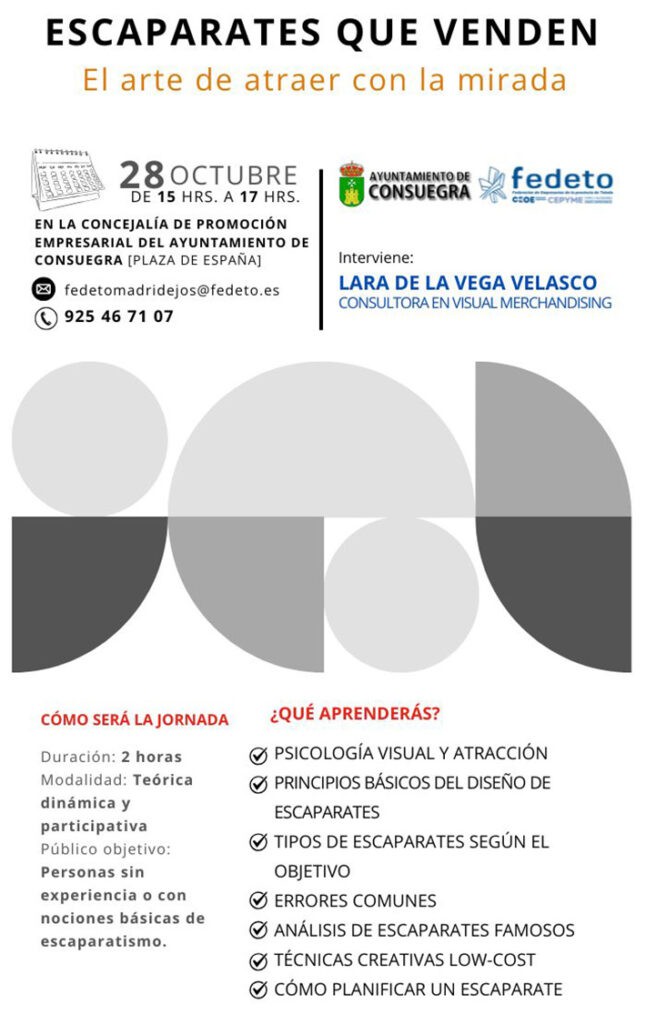 Taller sobre escaparates efectivos en Consuegra el 28 de octubre